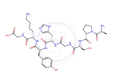 Chemical structure of H-ALA-PRO-SER-GLY-HIS-TYR-LYS-GLY-OH