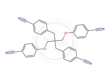 Chemical structure of Benzonitrile, 4,4'-[[2,2-bis[(4-cyanophenoxy)methyl]-1,3-propanediyl]bis(oxy)]bis-(9CI)