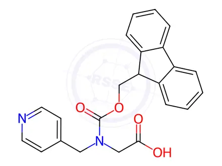 Chemical structure of N-(((9H-fluoren-9-yl)methoxy)carbonyl)-N-(pyridin-4-ylmethyl)glycine
