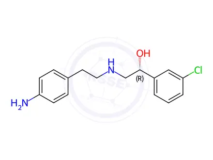 Chemical structure of (R)-2-((4-aminophenethyl)amino)-1-(3-chlorophenyl)ethan-1-ol