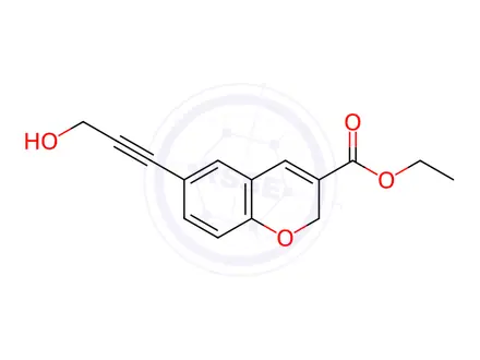 Chemical structure of ethyl 6-(3-hydroxyprop-1-ynyl)-2H-chromene-3-carboxylate