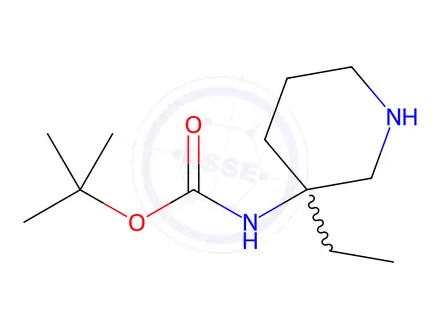 Chemical structure of Carbamic acid, N-(3-ethyl-3-piperidinyl)-, 1,1-dimethylethyl ester