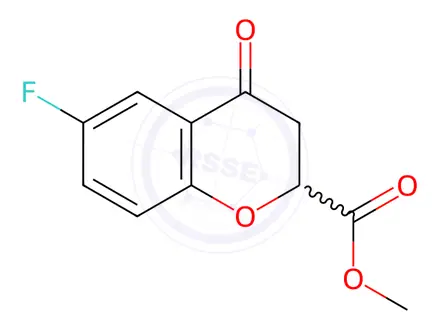 Chemical structure of rac-6-Fluoro-3,4-dihydro-4-oxo-2H-1-benzopyran-2-carboxylic Acid Methyl Ester