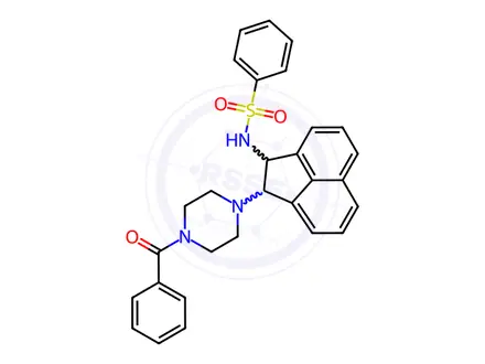 Chemical structure of N-(2-(4-Benzoylpiperazin-1-yl)-1,2-dihydroacenaphthylen-1-yl)benzenesulfonamide