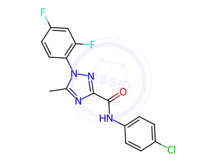 Chemical structure of N-(4-chlorophenyl)-1-(2,4-difluorophenyl)-5-methyl-1H-1,2,4-triazole-3-carboxamide