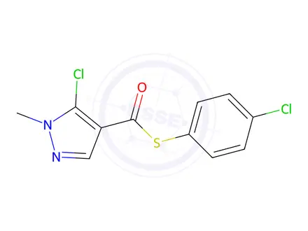 Chemical structure of S-(4-chlorophenyl) 5-chloro-1-methyl-1H-pyrazole-4-carbothioate