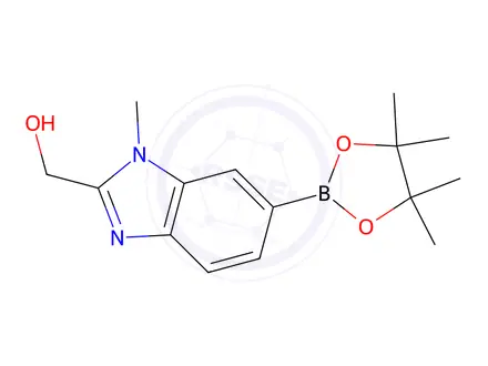 Chemical structure of (1-Methyl-6-(4,4,5,5-tetramethyl-1,3,2-dioxaborolan-2-yl)-1H-benzo[d]imidazol-2-yl)methanol