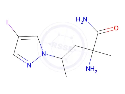 Chemical structure of 2-Amino-4-(4-iodo-1h-pyrazol-1-yl)-2-methylpentanamide