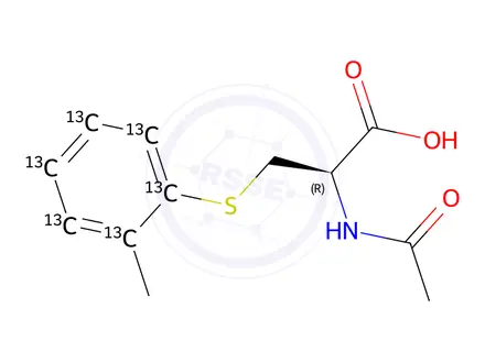 Chemical structure of N-Acetyl-S-(methylphenyl-13C6)-L-cysteine
