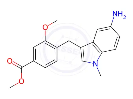 Chemical structure of Methyl 4-[(5-Amino-1-methylindol-3-yl)methyl]-3-methoxybenzoate