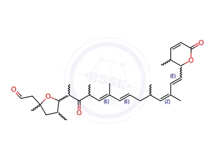 Chemical structure of 2-Furanacetaldehyde, 5-[(4E,6E,10Z,12E)-13-(3,6-dihydro-3-methyl-6-oxo-2H-pyran-2-yl)-1,3,5,9,11-pentamethyl-2-oxo-4,6,10,12-tridecatetraenyl]tetrahydro-2,4-dimethyl-(9CI)