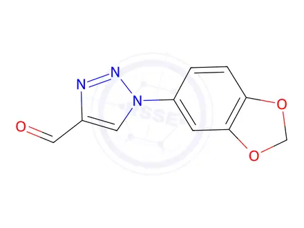 Chemical structure of 1-(Benzo[d][1,3]dioxol-5-yl)-1H-1,2,3-triazole-4-carbaldehyde