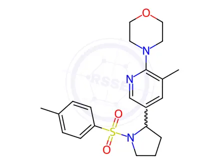 Chemical structure of 4-(3-Methyl-5-(1-tosylpyrrolidin-2-yl)pyridin-2-yl)morpholine
