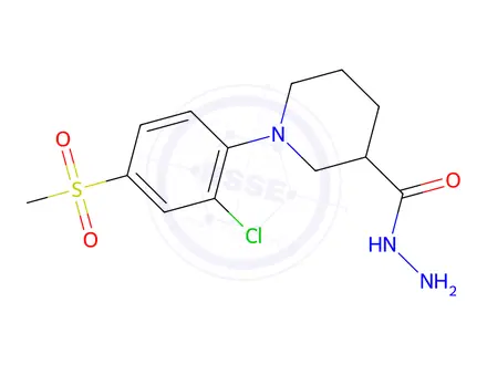 Chemical structure of 1-[(2-Chloro-4-methylsulfonyl)phenyl]piperidine-3-carbohydrazide