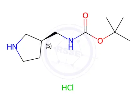 Chemical structure of (S)-tert-Butyl pyrrolidin-3-ylmethylcarbamate hydrochloride