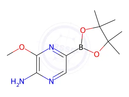 Chemical structure of 3-Methoxy-5-(4,4,5,5-tetramethyl-1,3,2-dioxaborolan-2-yl)pyrazin-2-amine
