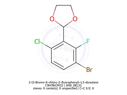 Chemical structure of 2-(3-Bromo-6-chloro-2-fluorophenyl)-1,3-dioxolane
