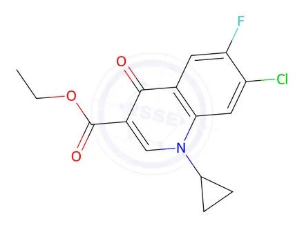 Chemical structure of Ethyl 7-chloro-1-cyclopropyl-6-fluoro-4-oxoquinoline-3-carboxylate