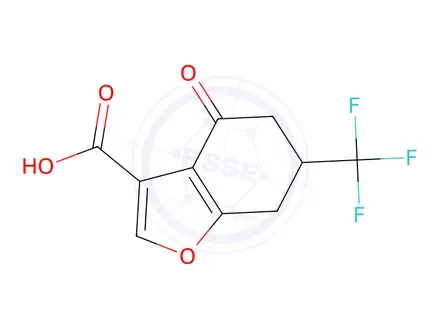 Chemical structure of 4-Oxo-6-(trifluoromethyl)-4,5,6,7-tetrahydrobenzofuran-3-carboxylic acid
