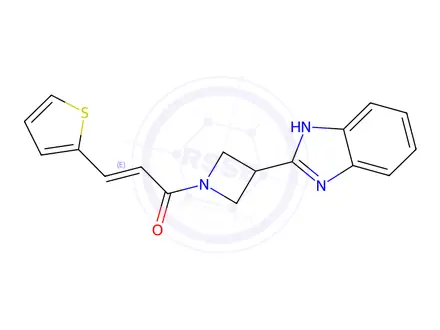 Chemical structure of (E)-1-(3-(1H-Benzo[d]imidazol-2-yl)azetidin-1-yl)-3-(thiophen-2-yl)prop-2-en-1-one