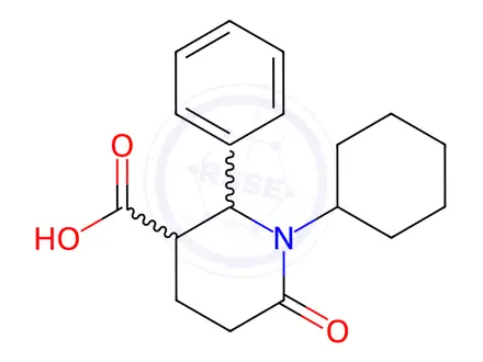 Chemical structure of 1-cyclohexyl-6-oxo-2-phenyl-3-piperidinecarboxylic acid