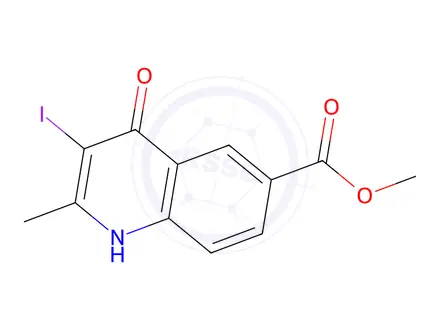 Chemical structure of Methyl 3-iodo-2-methyl-4-oxo-1,4-dihydroquinoline-6-carboxylate