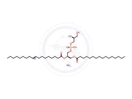 Chemical structure of 2-Oleoyl-1-palmitoyl-sn-glycero-3-phospho-rac-(1-glycerol) Ammonium Salt