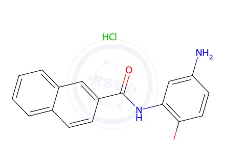 Chemical structure of N-(5-Amino-2-hydroxyphenyl)naphthalene-2-carboxamide hydrochloride