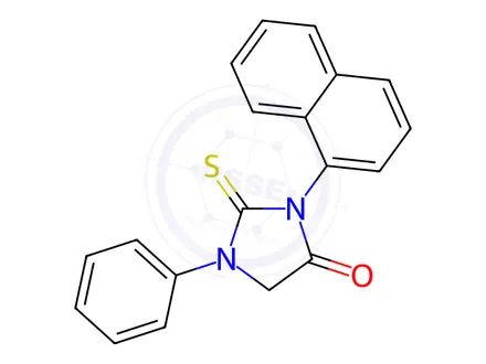 Chemical structure of 3-(Naphthalen-1-yl)-1-phenyl-2-thioxoimidazolidin-4-one