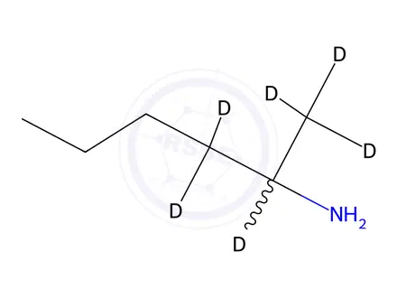 Chemical structure of (±)-2-Aminohexane-1,1,1,2,3,3D6