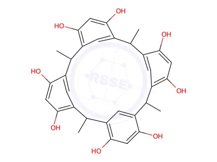 Chemical structure of 2,4,6,8-Tetramethyl-1,3,5,7(1,3)-tetrabenzenacyclooctaphan-1(4),1(6),3(4),3(6),5(4),5(6),7(4),7(6)-octaol