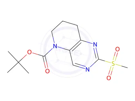 Chemical structure of 2-Methanesulfonyl-7,8-dihydro-6H-pyrido[3,2-d]pyrimidine-5-carboxylic acid tert-butyl ester