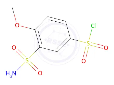 Chemical structure of 4-Methoxy-3-sulfamoylbenzene-1-sulfonyl Chloride