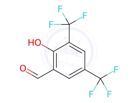 Chemical structure of Benzaldehyde, 2-hydroxy-3,5-bis(trifluoromethyl)-