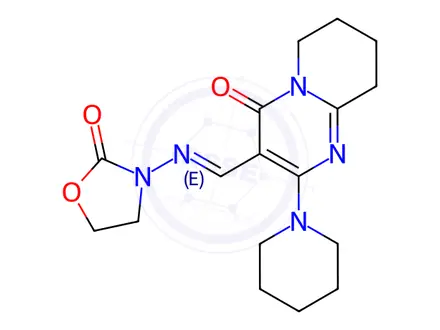 Chemical structure of 6,7,8,9-Tetrahydro-3-[[(2-oxo-3-oxazolidinyl)imino]methyl]-2-(1-piperidinyl)-4H-pyrido[1,2-a]pyrimidin-4-one