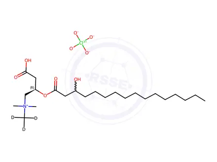 Chemical structure of L-CARNITINE(MONO):CLO4, O-3-DL-HYDROXYPALMITOYL (N-METHYL-D3, 98%)