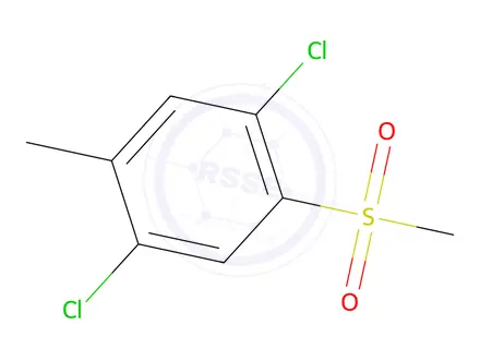 Chemical structure of 1,4-dichloro-2-methyl-5-(methyl sulfonyl) benzene