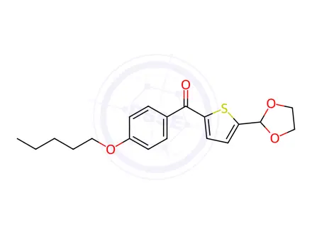 Chemical structure of (5-(1,3-Dioxolan-2-yl)thiophen-2-yl)(4-(pentyloxy)phenyl)methanone