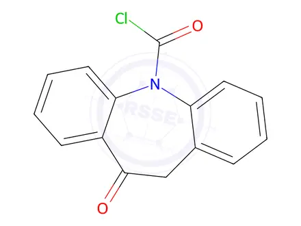 Chemical structure of 10-oxo-10,11-dihydro-5H-dibenzo[b,f]azepine-5-carbonyl chloride