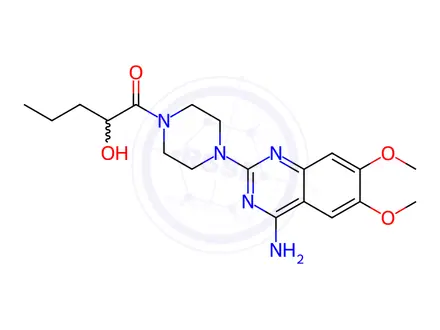 Chemical structure of 1-[4-(4-Amino-6,7-dimethoxy-2-quinazolinyl)-1-piperazinyl]-2-hydroxy-1-pentanone