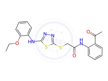 Chemical structure of n-(2-Acetylphenyl)-2-({5-[(2-ethoxyphenyl)amino]-1,3,4-thiadiazol-2-yl}sulfanyl)acetamide