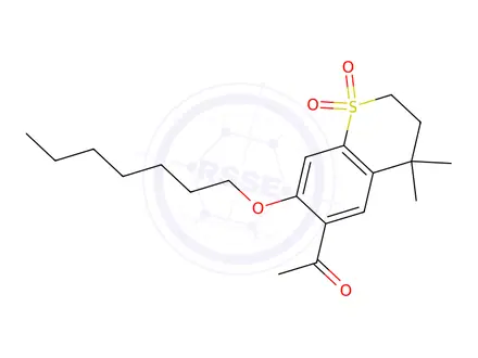 Chemical structure of ETHANONE, 1-[7-(HEPTYLOXY)-3,4-DIHYDRO-4,4-DIMETHYL-1,1-DIOXIDO-2H-1-BENZOTHIOPYRAN-6-YL]-