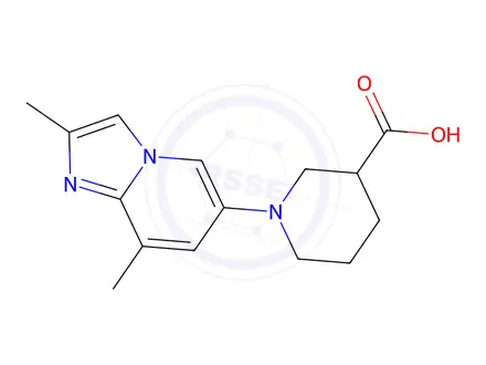 Chemical structure of 1-{2,8-dimethylimidazo[1,2-a]pyridin-6-yl}piperidine-3-carboxylic acid