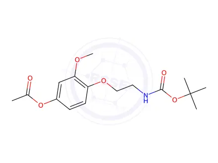 Chemical structure of N-tert-Butyloxycarbonyl-2-(4-acetyloxy-2-methoxyphenoxy)-ethylamine