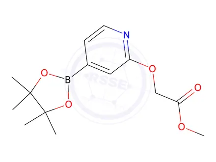 Chemical structure of Methyl 2-((4-(4,4,5,5-tetramethyl-1,3,2-dioxaborolan-2-yl)pyridin-2-yl)oxy)acetate