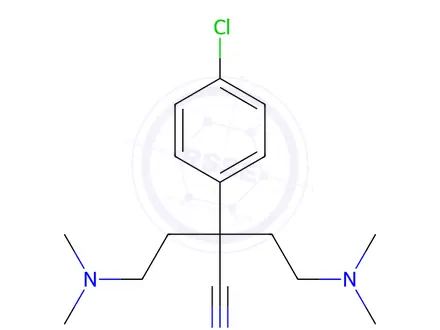 Chemical structure of α,α-Bis[2-(dimethylamino)ethyl]-4-chlorophenylacetonitrile