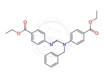 Chemical structure of Ethyl 4-(((benzyl(4-(ethoxycarbonyl)phenyl)-amino)methylene)amino)benzoate