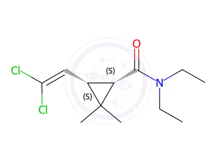 Chemical structure of Cis-3-(2,2-Dichloroethenyl)-N,N-diethyl-2,2-dimethylcyclopropanecarboxamide