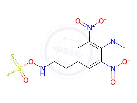 Chemical structure of N-(4-Dimethylamino-3,5-dinitrophenyl)ethylamino Methanethiosulfonate