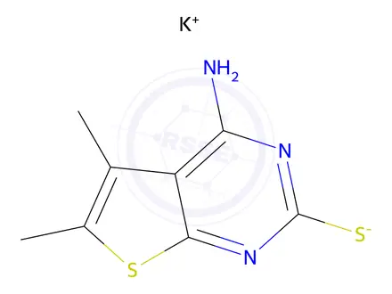 Chemical structure of Potassium {4-amino-5,6-dimethylthieno[2,3-d]pyrimidin-2-yl}sulfanide
